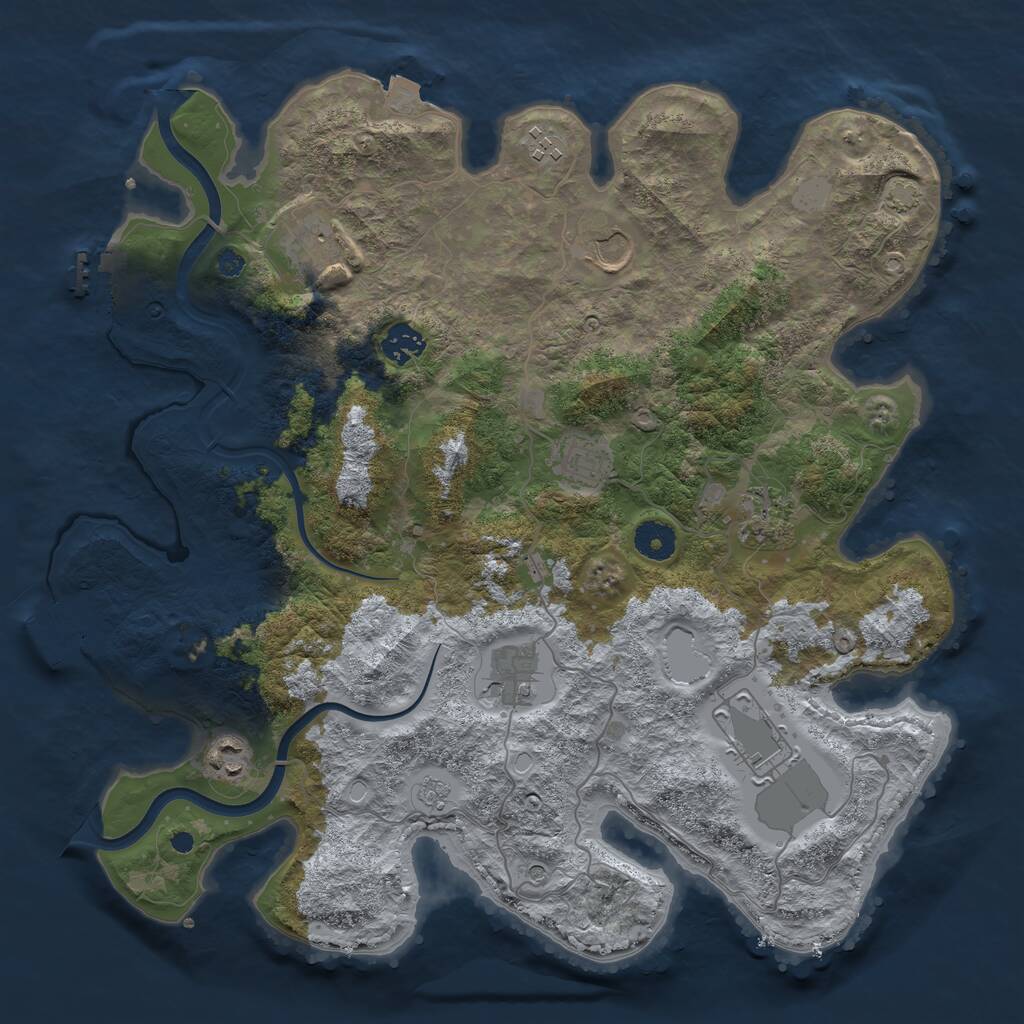 Rust Map: Procedural Map, Size: 3800, Seed: 130701, 15 Monuments