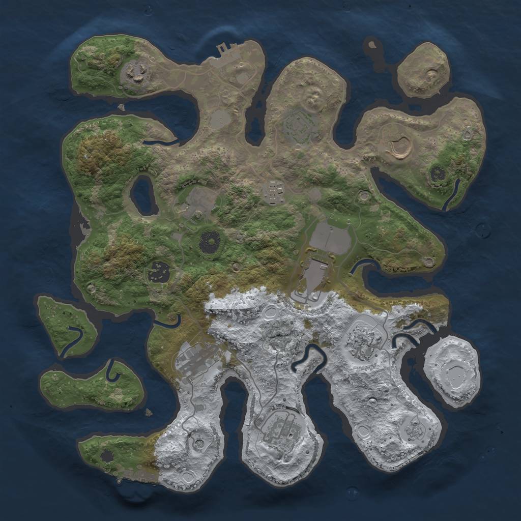 Rust Map: Procedural Map, Size: 3500, Seed: 3091914, 19 Monuments