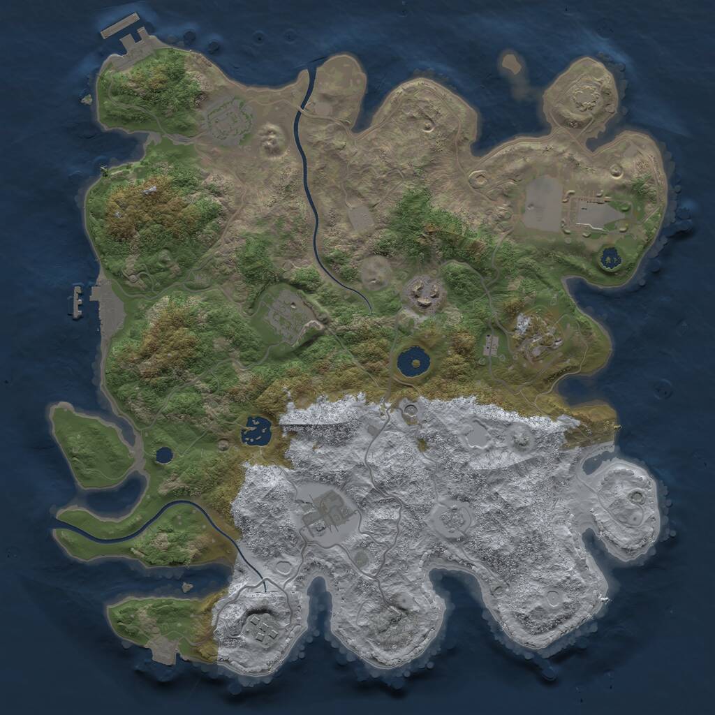 Rust Map: Procedural Map, Size: 3500, Seed: 3091914, 14 Monuments