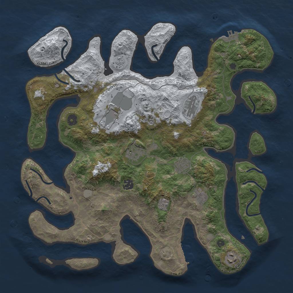 Rust Map: Procedural Map, Size: 4000, Seed: 654122358, 17 Monuments