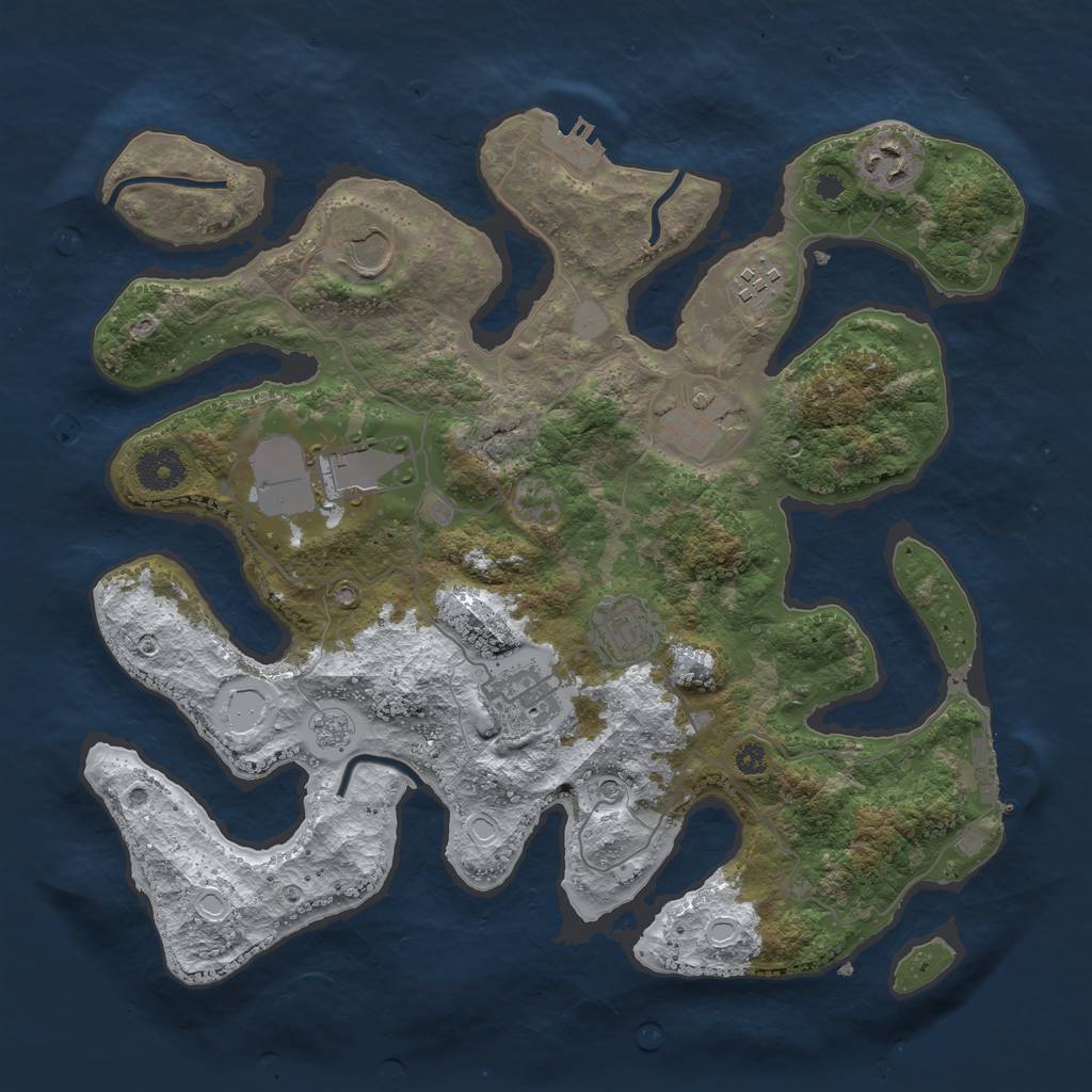 Rust Map: Procedural Map, Size: 3550, Seed: 686764, 16 Monuments