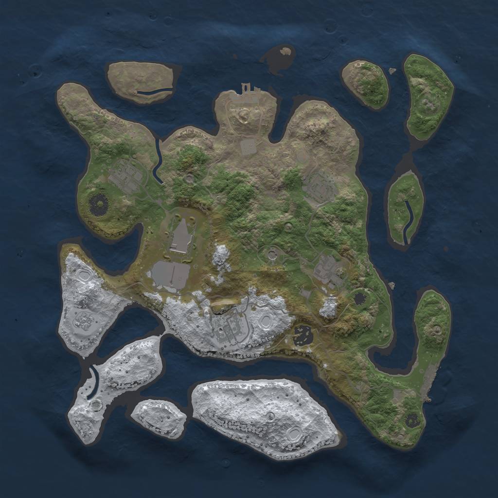 Rust Map: Procedural Map, Size: 3500, Seed: 1382974, 15 Monuments