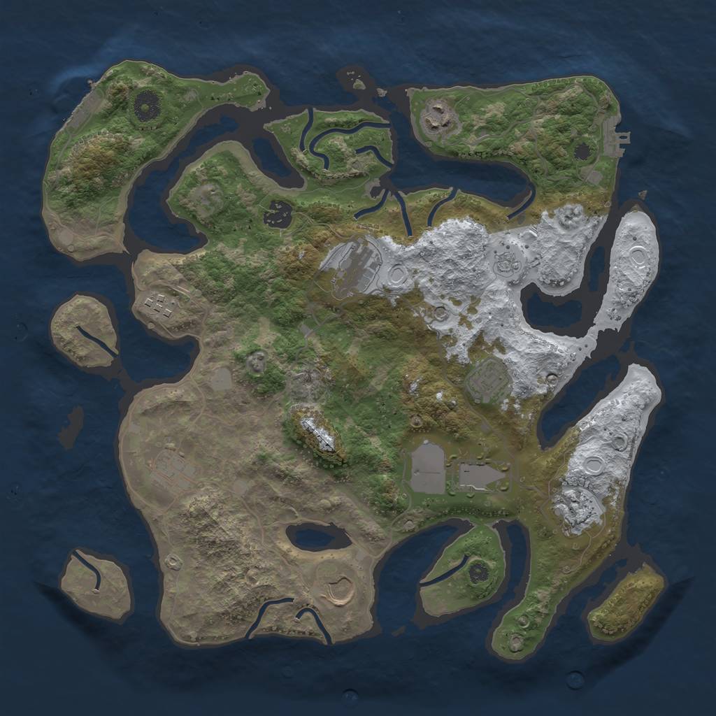 Rust Map: Procedural Map, Size: 3750, Seed: 3269113, 18 Monuments