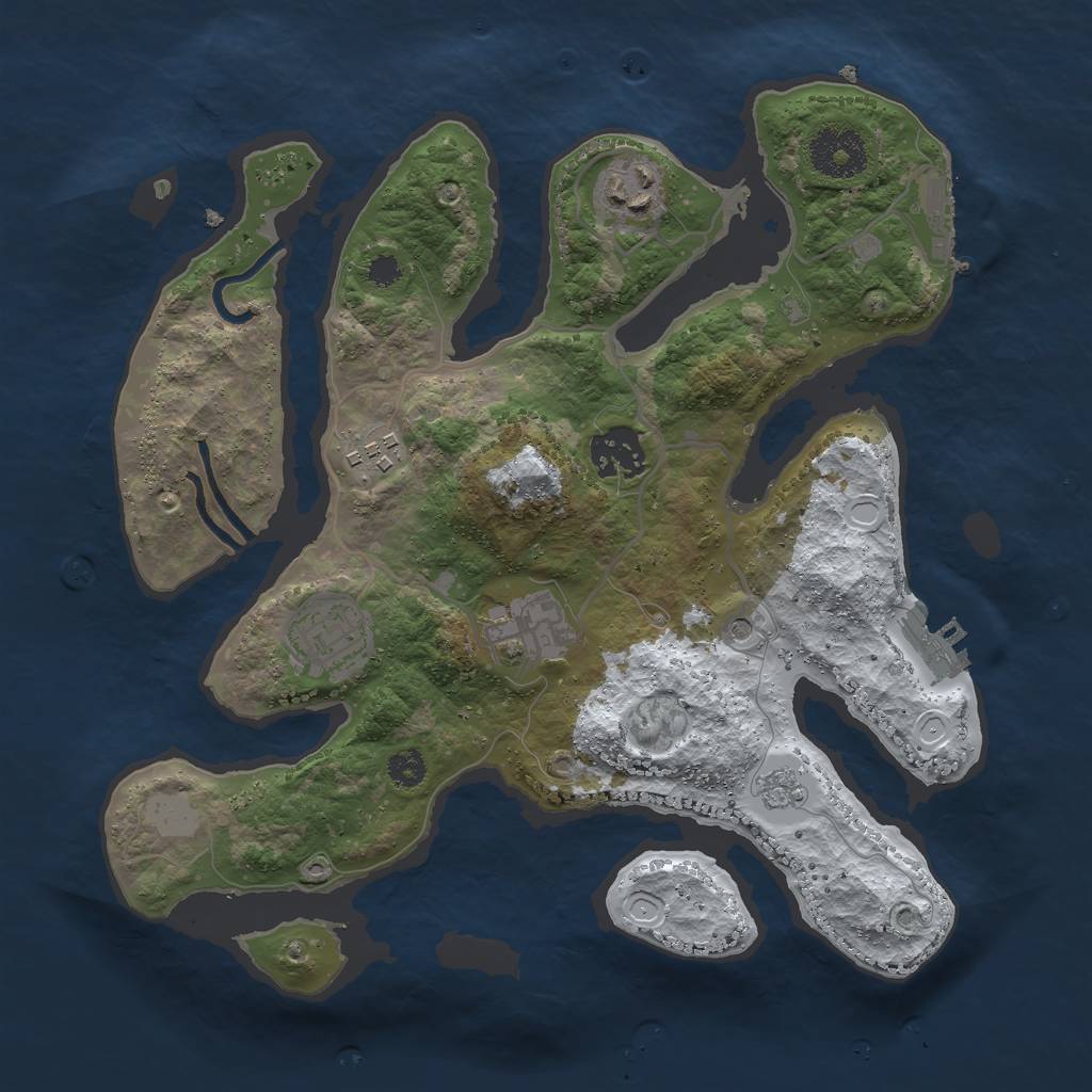 Rust Map: Procedural Map, Size: 3000, Seed: 541395, 14 Monuments