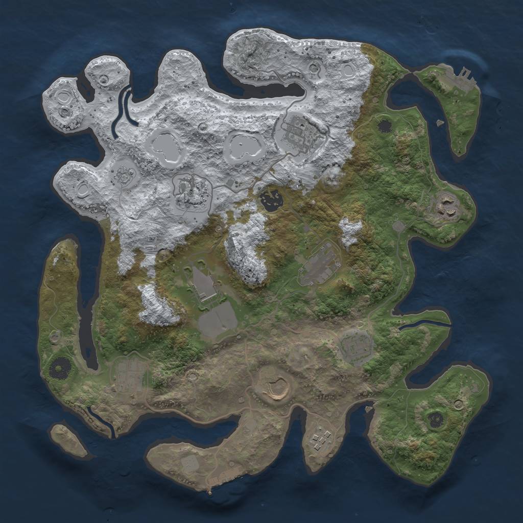 Rust Map: Procedural Map, Size: 3550, Seed: 893980, 19 Monuments