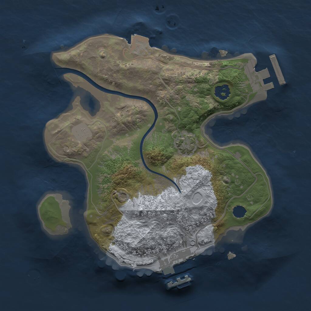 Rust Map: Procedural Map, Size: 2000, Seed: 45466, 4 Monuments