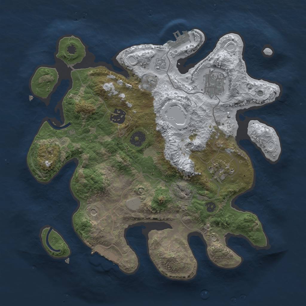 Rust Map: Procedural Map, Size: 3000, Seed: 697395, 12 Monuments