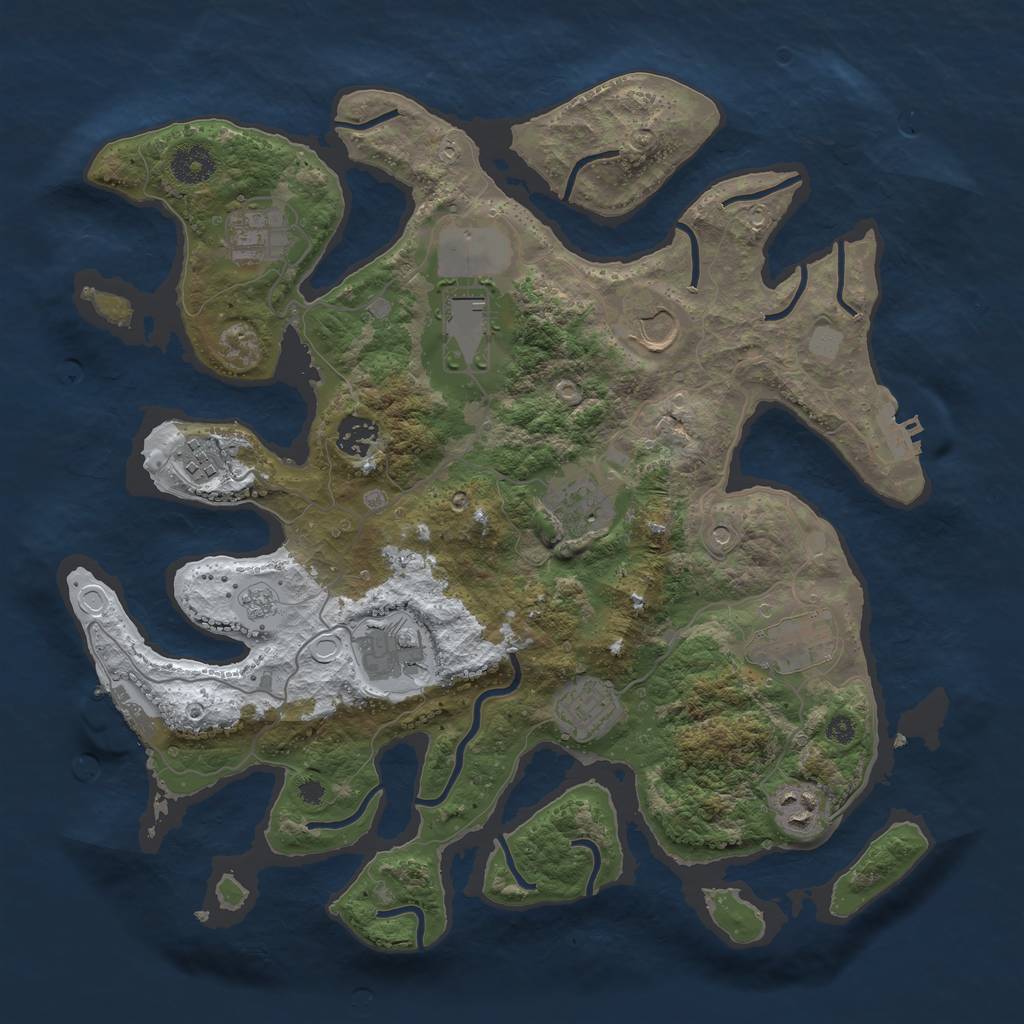 Rust Map: Procedural Map, Size: 3700, Seed: 1611652175, 19 Monuments