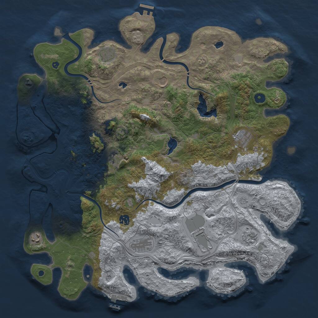 Rust Map: Procedural Map, Size: 4500, Seed: 10398432, 16 Monuments