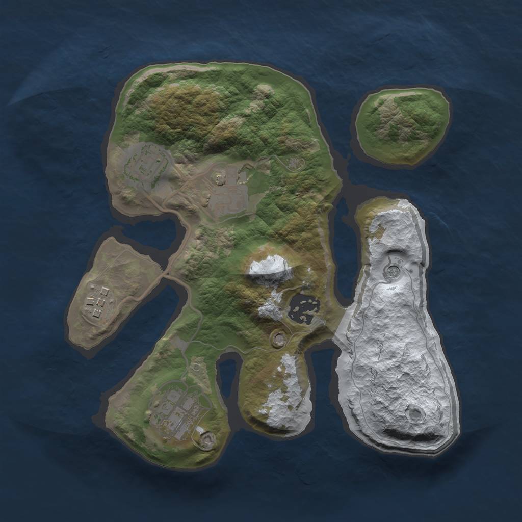Rust Map: Barren, Size: 2500, Seed: 984656, 8 Monuments