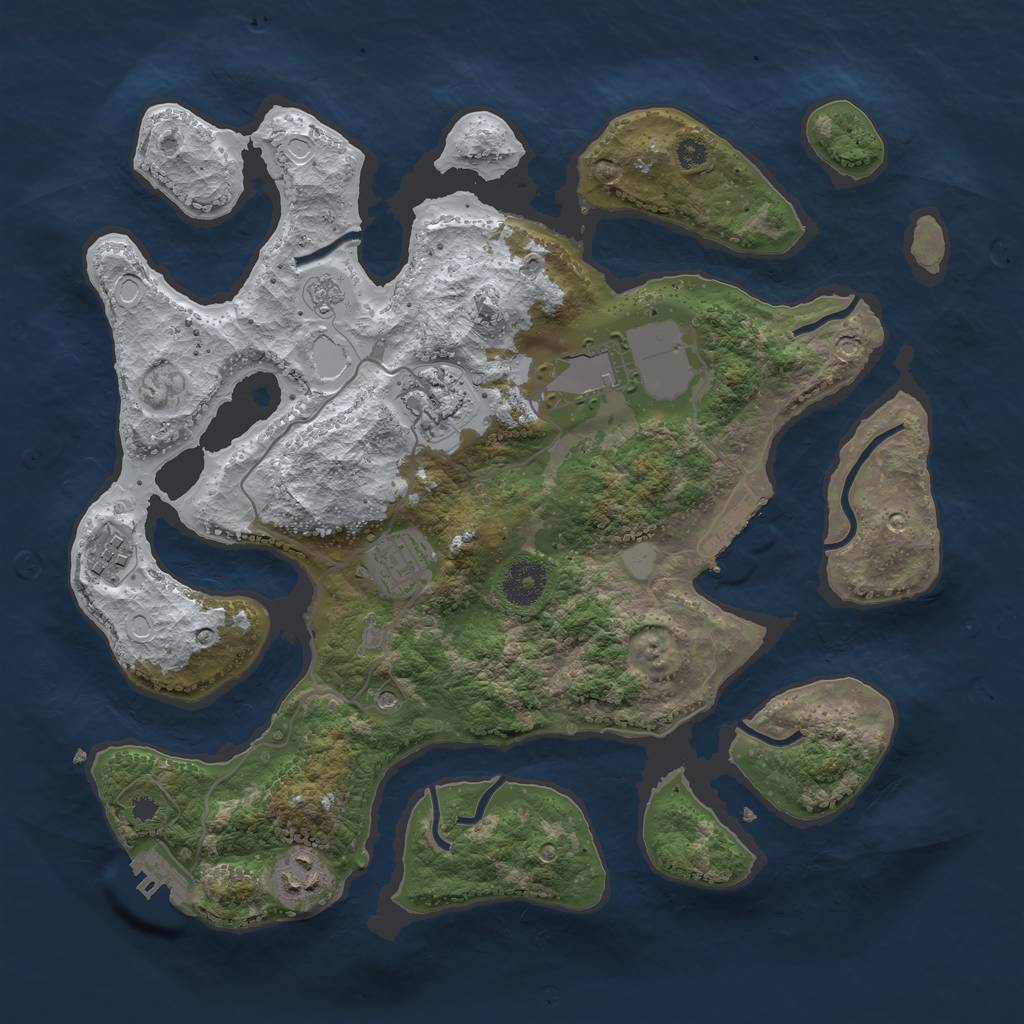 Rust Map: Procedural Map, Size: 3500, Seed: 17, 14 Monuments