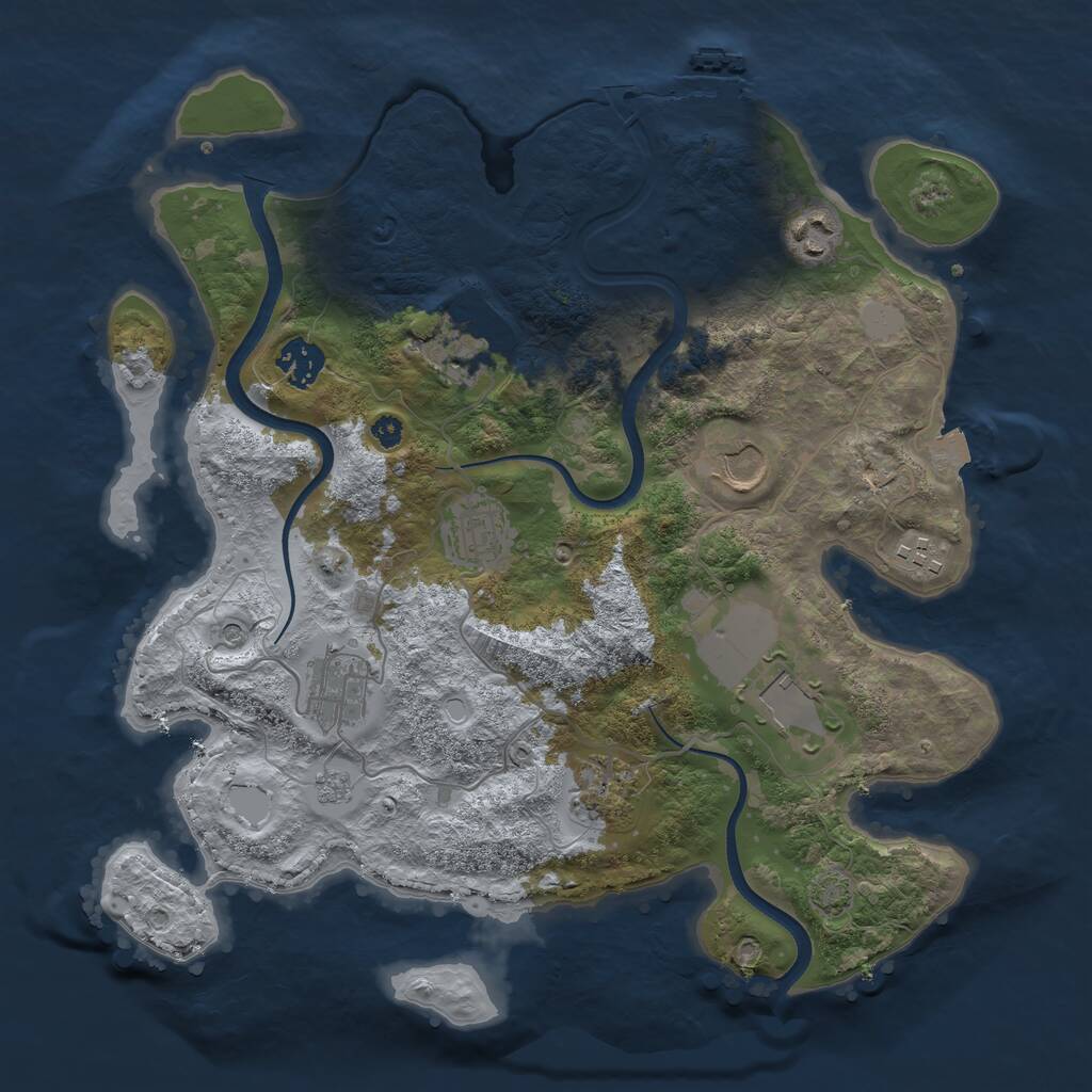 Rust Map: Procedural Map, Size: 3500, Seed: 50015, 14 Monuments