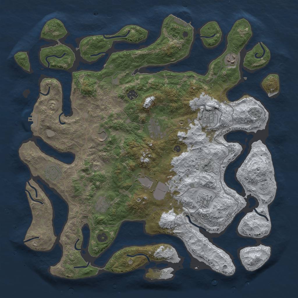 Rust Map: Procedural Map, Size: 4500, Seed: 2620327, 19 Monuments