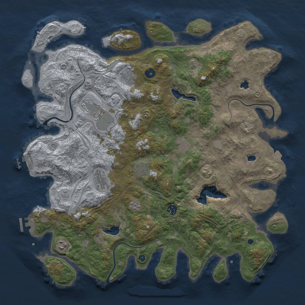 Rust Map: Procedural Map, Size: 4500, Seed: 4124619, 14 Monuments