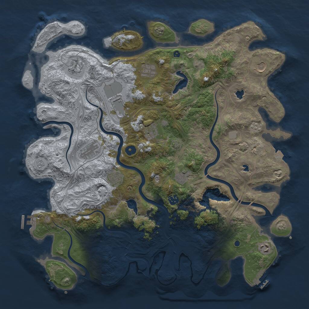 Rust Map: Procedural Map, Size: 4500, Seed: 4124619, 17 Monuments