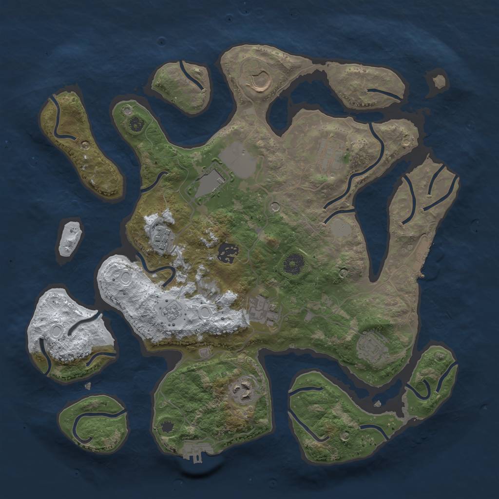 Rust Map: Procedural Map, Size: 3550, Seed: 107822, 17 Monuments
