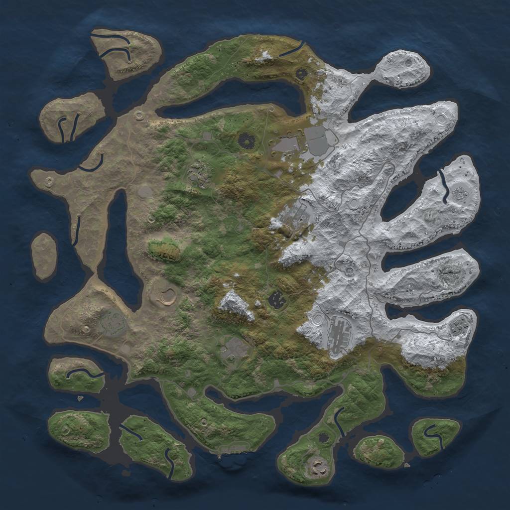 Rust Map: Procedural Map, Size: 4500, Seed: 1486415, 18 Monuments