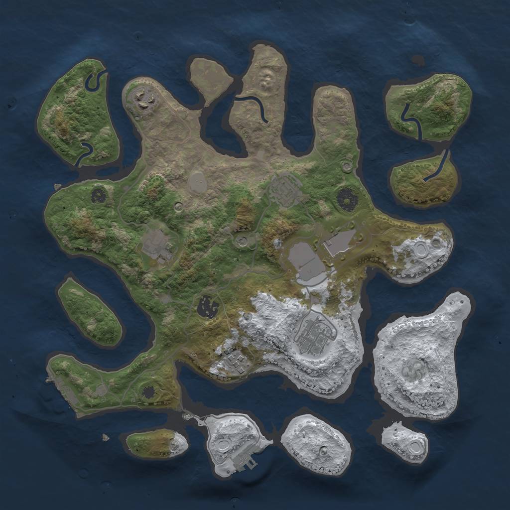 Rust Map: Procedural Map, Size: 3500, Seed: 1301116385, 15 Monuments