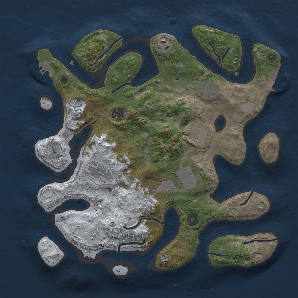 Rust Map: Procedural Map, Size: 3500, Seed: 4860321, 15 Monuments