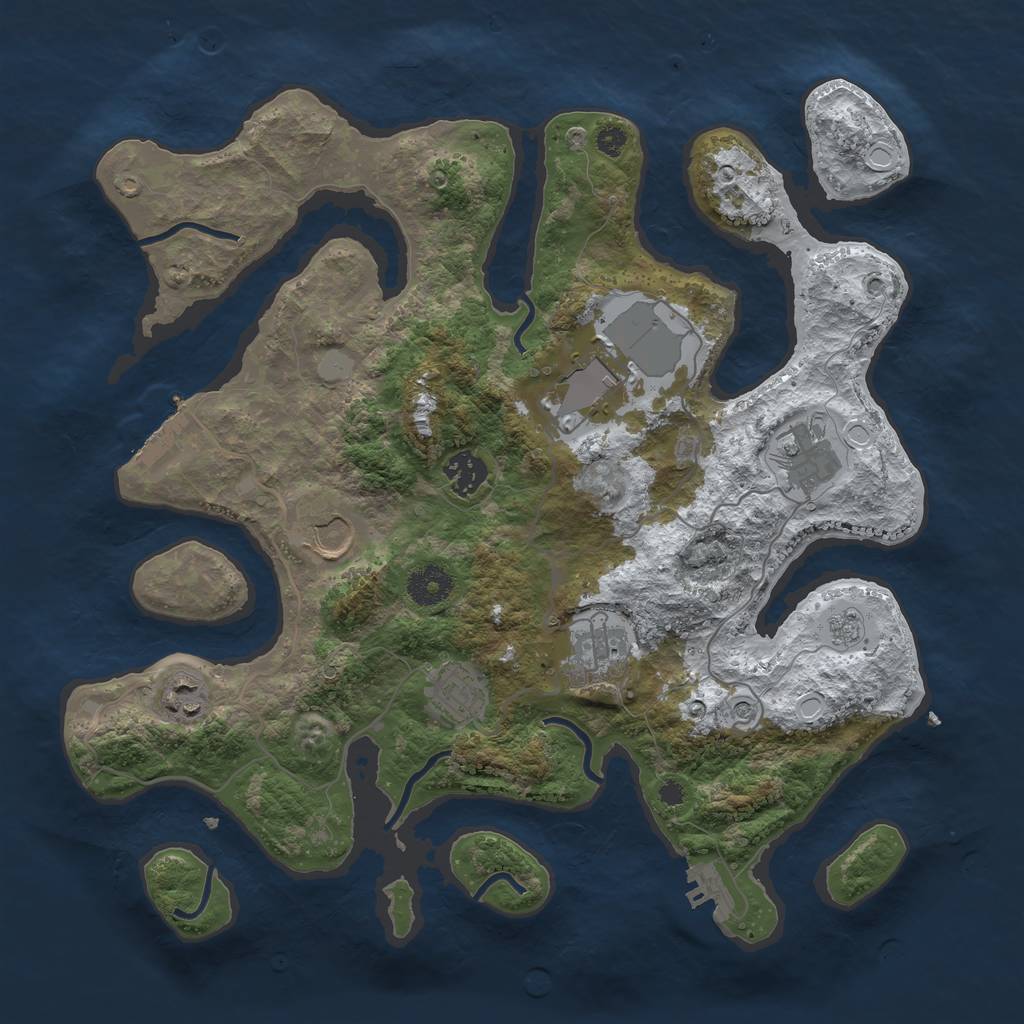 Rust Map: Procedural Map, Size: 3600, Seed: 1556868233, 16 Monuments