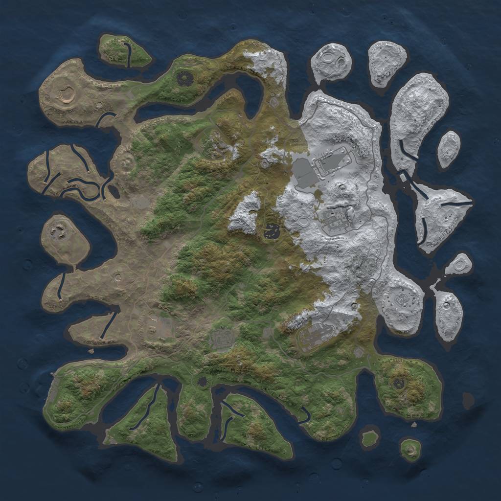 Rust Map: Procedural Map, Size: 4500, Seed: 5069762, 17 Monuments
