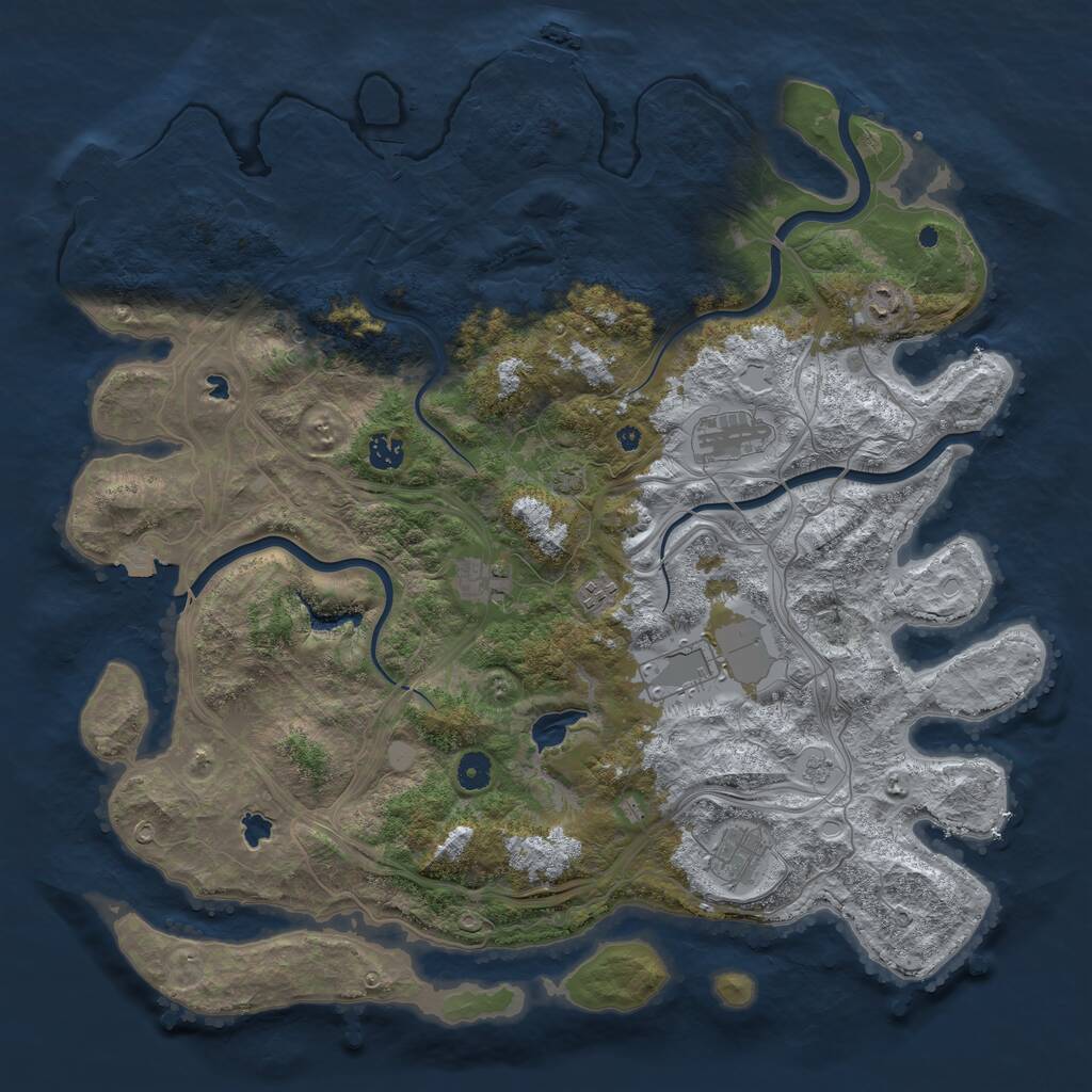 Rust Map: Procedural Map, Size: 4500, Seed: 3043378, 13 Monuments