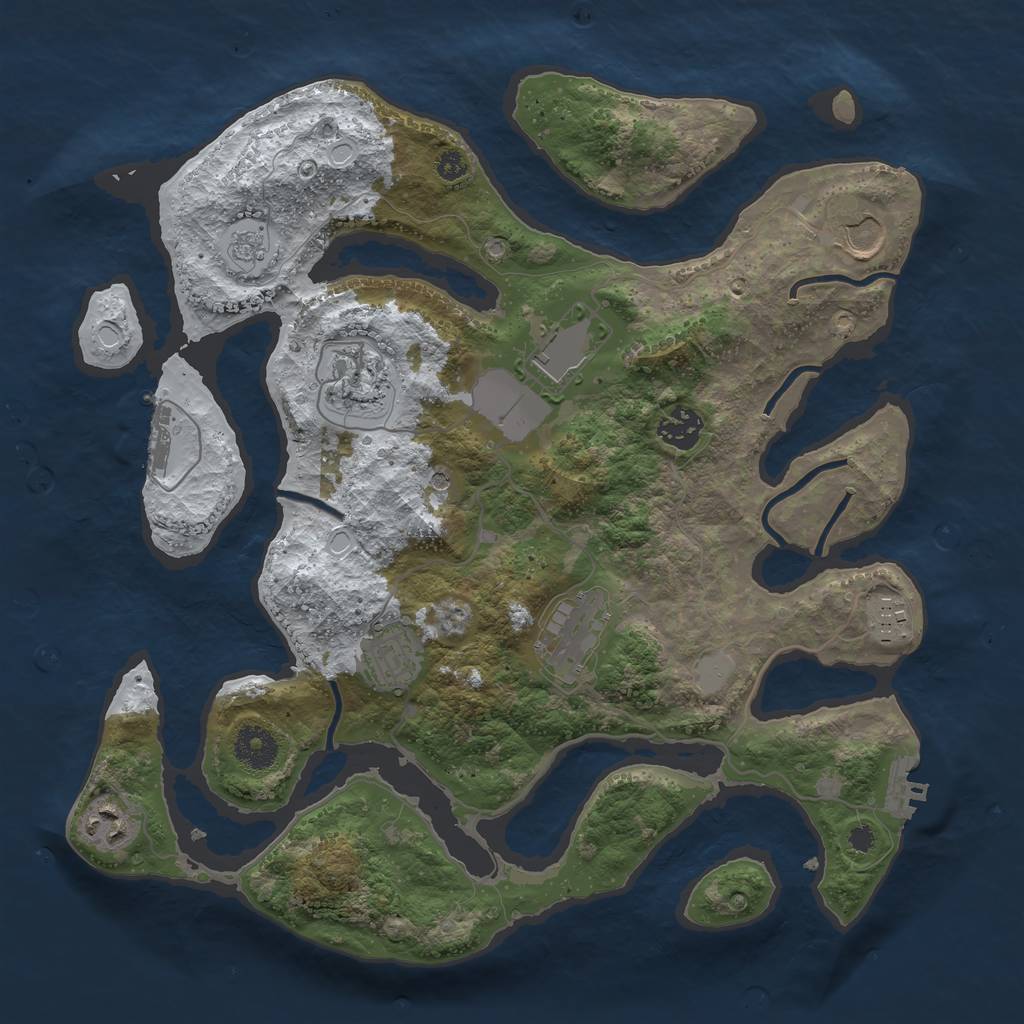 Rust Map: Procedural Map, Size: 3550, Seed: 600558, 17 Monuments