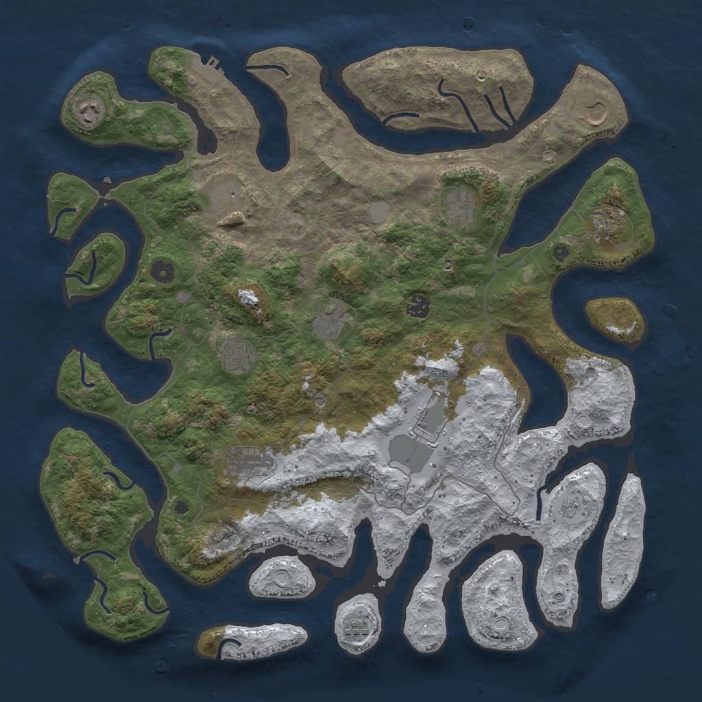 Rust Map: Procedural Map, Size: 4500, Seed: 3093467, 19 Monuments