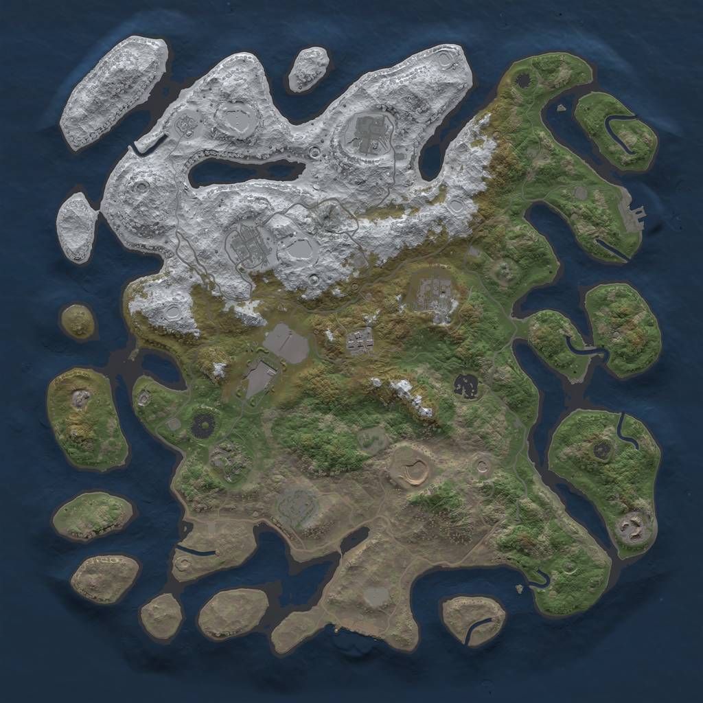 Rust Map: Procedural Map, Size: 4200, Seed: 14300554, 19 Monuments