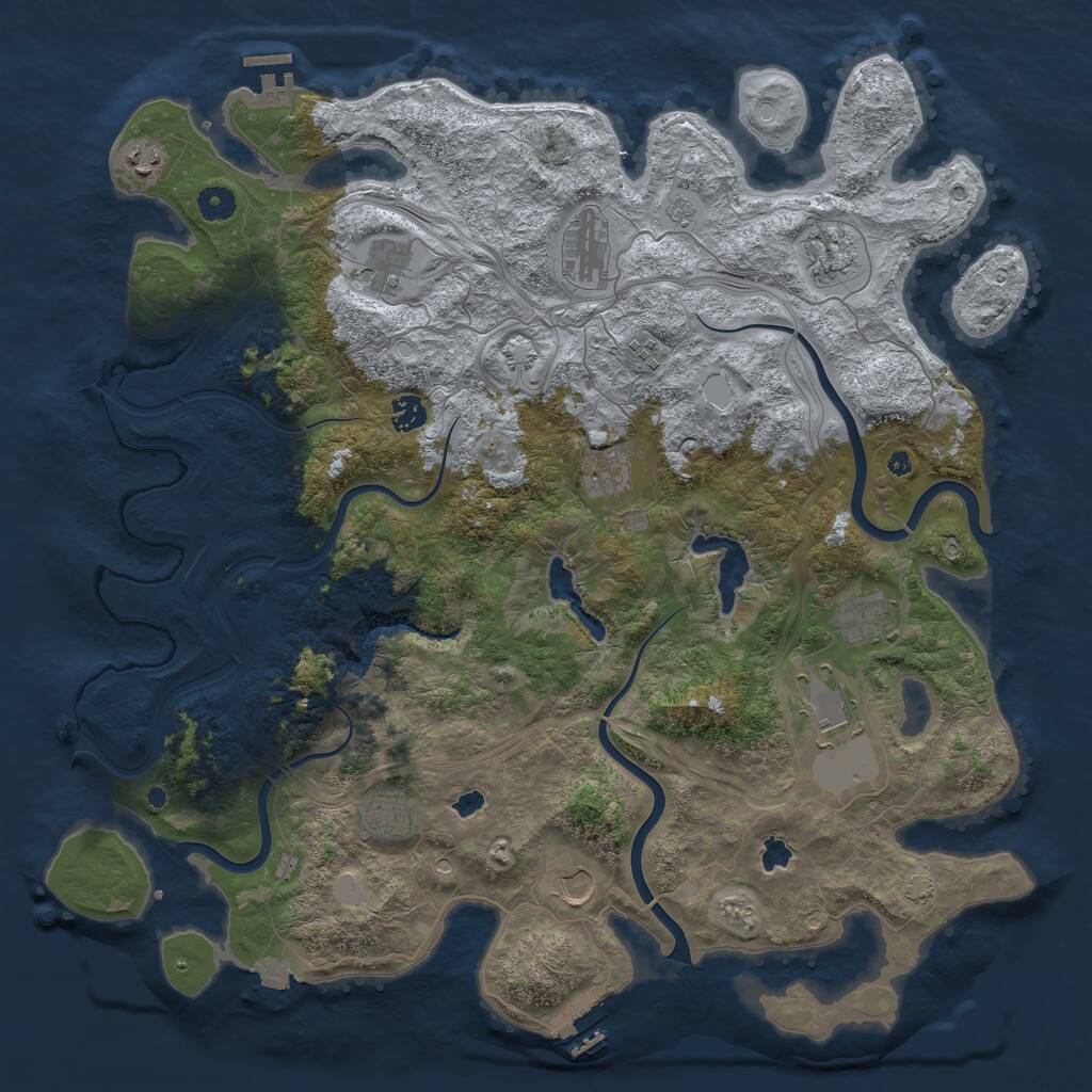 Rust Map: Procedural Map, Size: 4500, Seed: 5171961, 17 Monuments