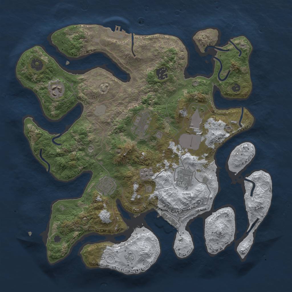 Rust Map: Procedural Map, Size: 3550, Seed: 505324, 16 Monuments