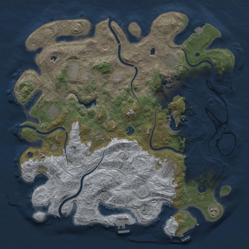 Rust Map: Procedural Map, Size: 4500, Seed: 4445638, 16 Monuments
