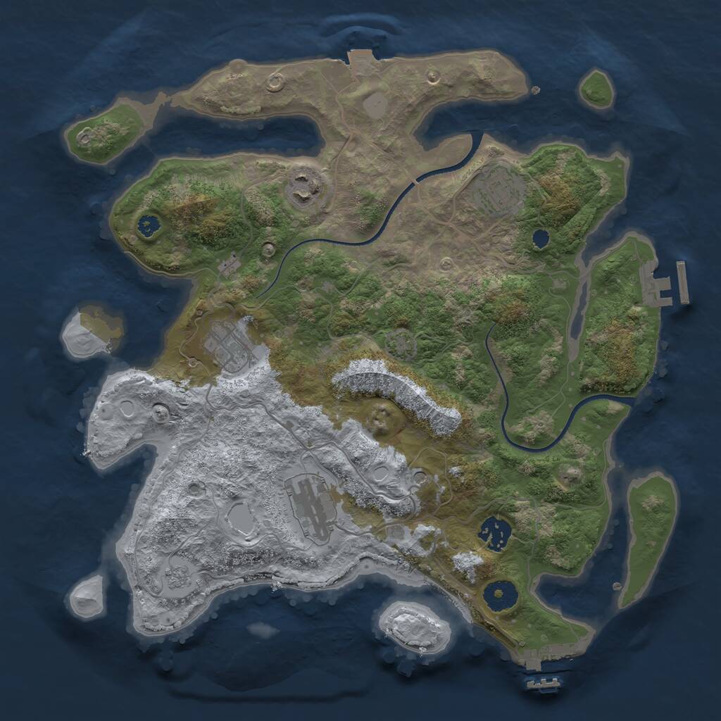 Rust Map: Procedural Map, Size: 3375, Seed: 4231, 11 Monuments