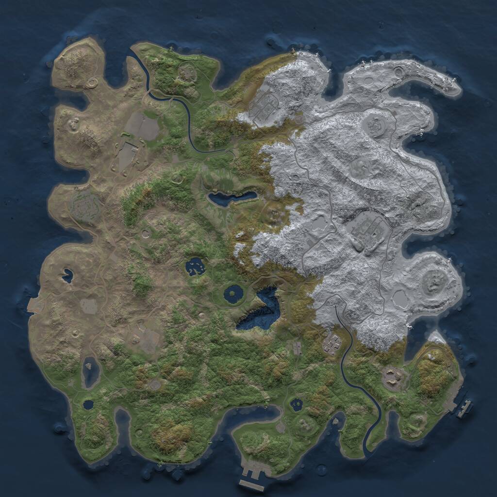 Rust Map: Procedural Map, Size: 4000, Seed: 45166, 14 Monuments