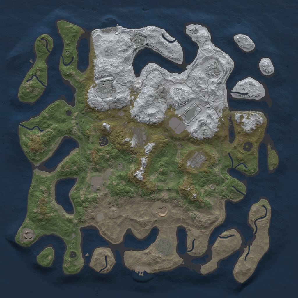 Rust Map: Procedural Map, Size: 4500, Seed: 6153494, 20 Monuments
