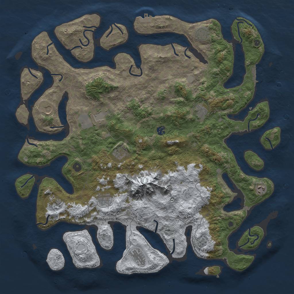 Rust Map: Procedural Map, Size: 5000, Seed: 664794393, 20 Monuments