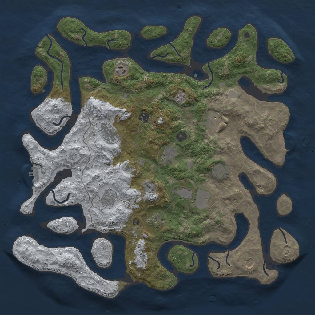 Rust Map: Procedural Map, Size: 4500, Seed: 2279830, 20 Monuments