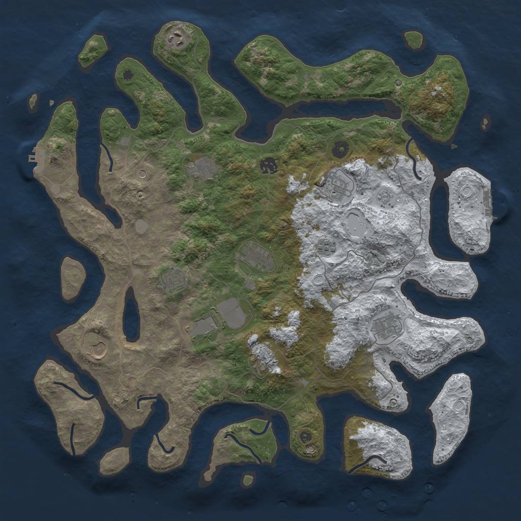 Rust Map: Procedural Map, Size: 4500, Seed: 2571288, 20 Monuments