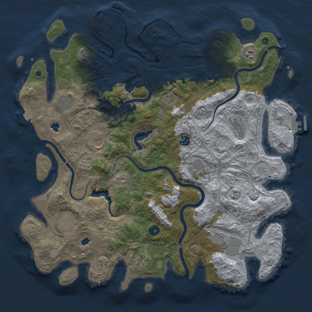 Rust Map: Procedural Map, Size: 4500, Seed: 2571288, 17 Monuments