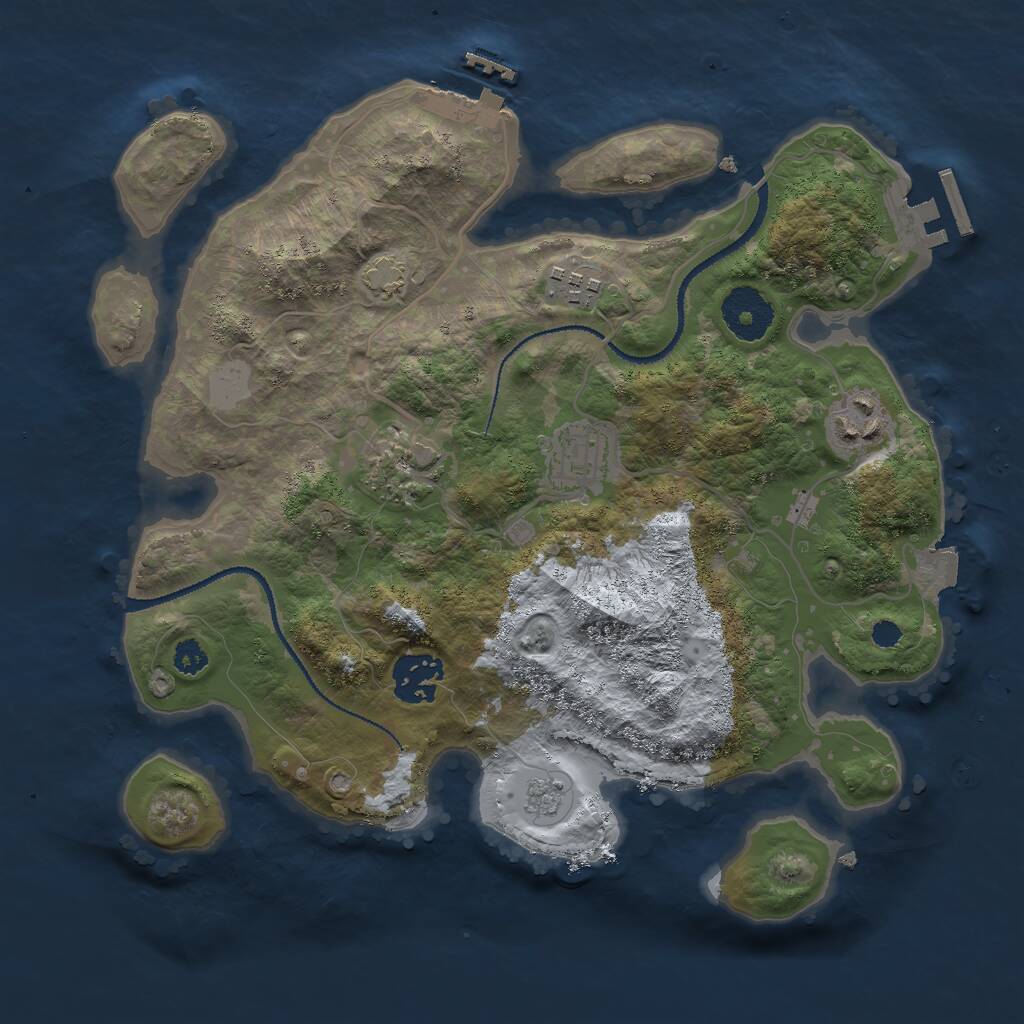 Rust Map: Procedural Map, Size: 3000, Seed: 1418762375, 10 Monuments