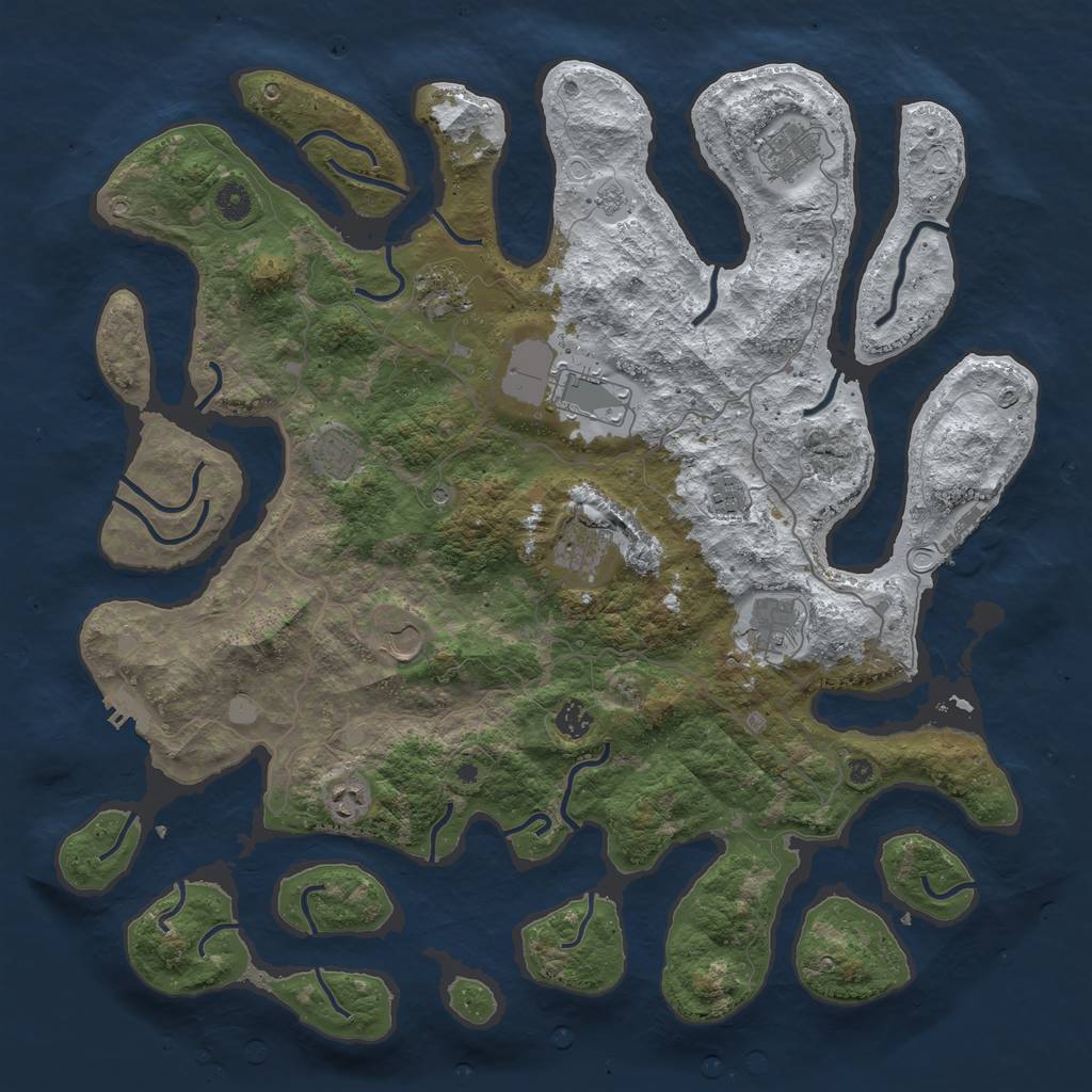 Rust Map: Procedural Map, Size: 4500, Seed: 288727, 19 Monuments