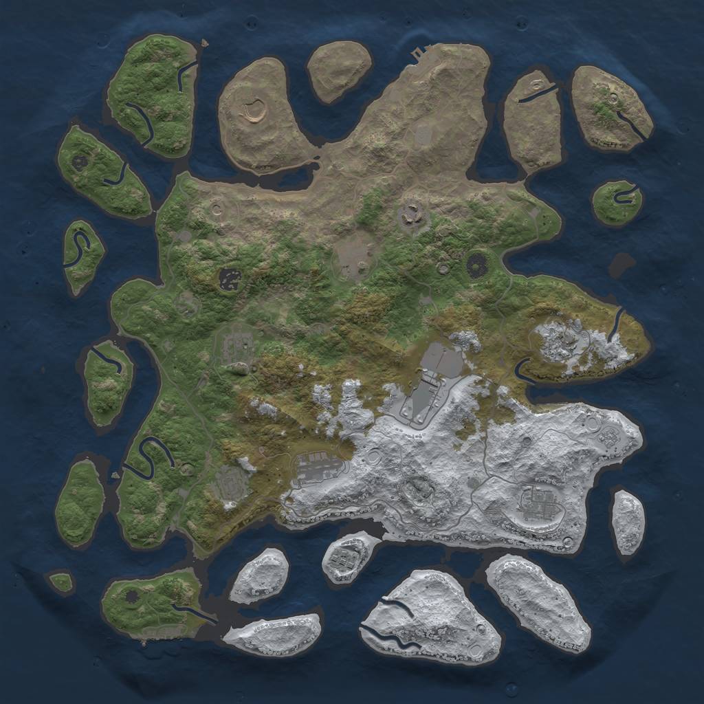 Rust Map: Procedural Map, Size: 4500, Seed: 323011, 20 Monuments