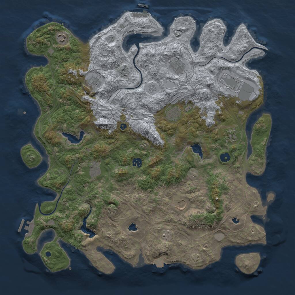Rust Map: Procedural Map, Size: 4500, Seed: 376941, 16 Monuments