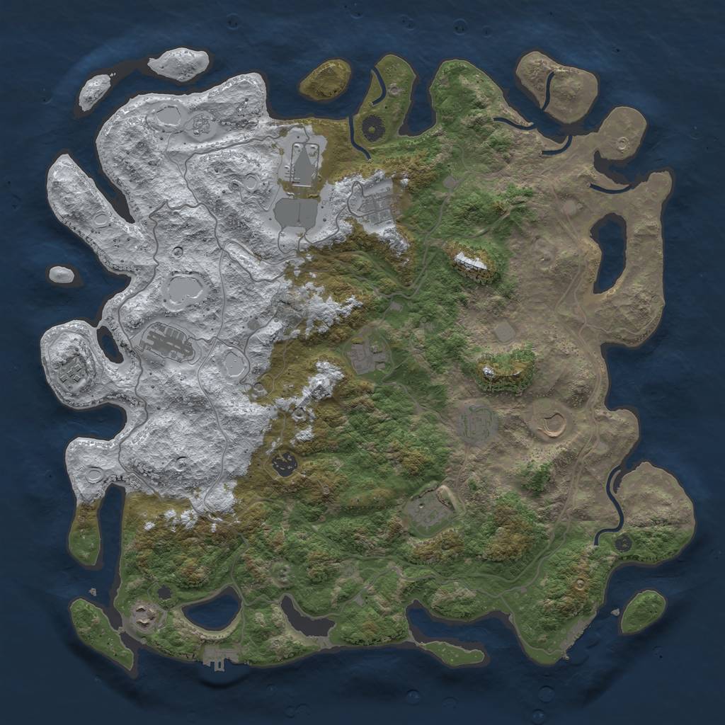 Rust Map: Procedural Map, Size: 4500, Seed: 1659891, 19 Monuments