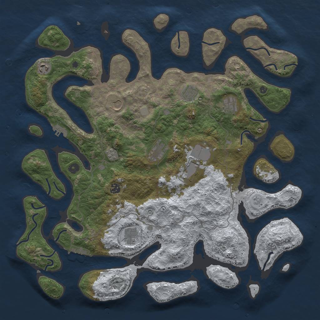 Rust Map: Procedural Map, Size: 4500, Seed: 835813, 18 Monuments