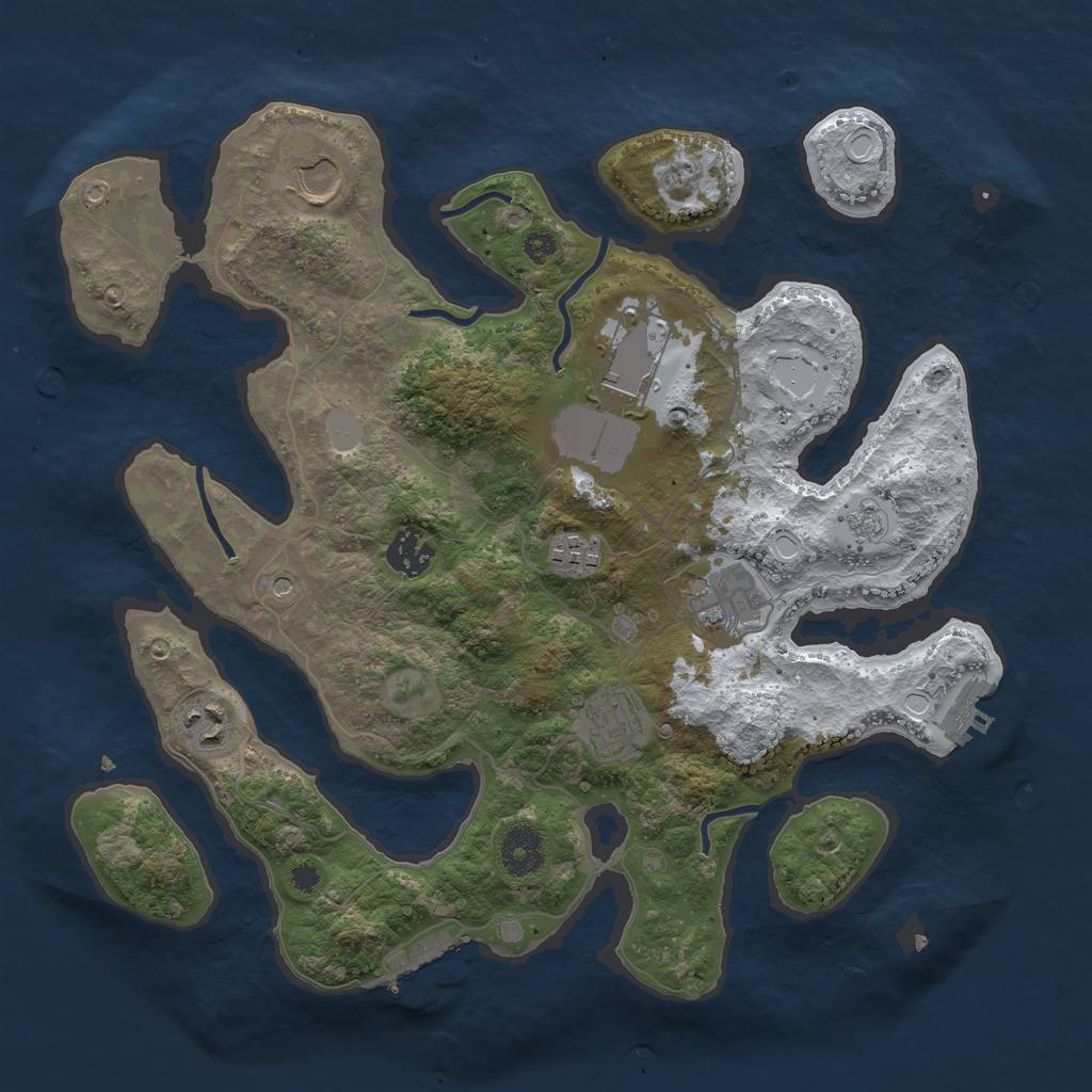Rust Map: Procedural Map, Size: 3500, Seed: 1056742961, 16 Monuments