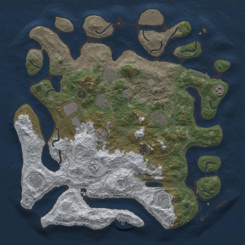 Rust Map: Procedural Map, Size: 4500, Seed: 6417445, 19 Monuments
