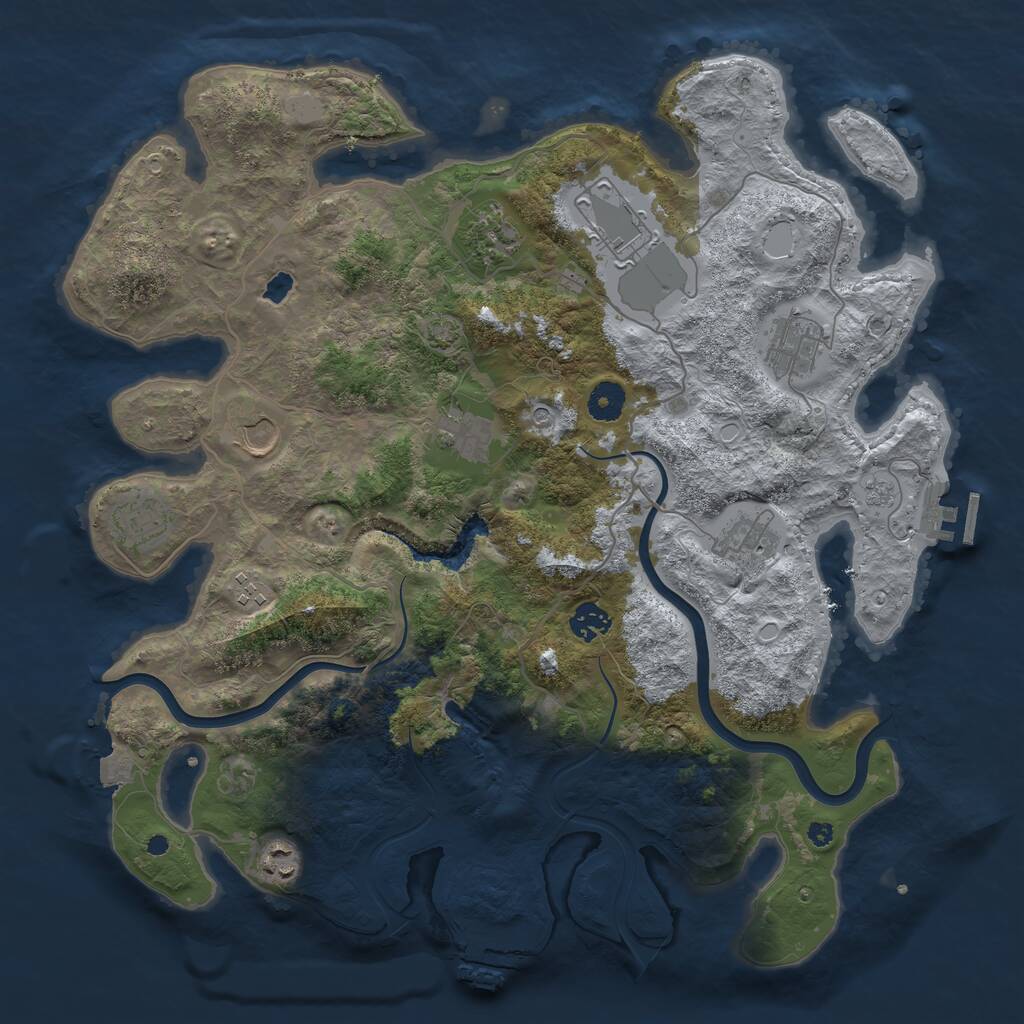 Rust Map: Procedural Map, Size: 4000, Seed: 65726288, 16 Monuments