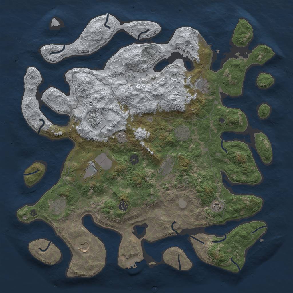 Rust Map: Procedural Map, Size: 4500, Seed: 713009, 19 Monuments