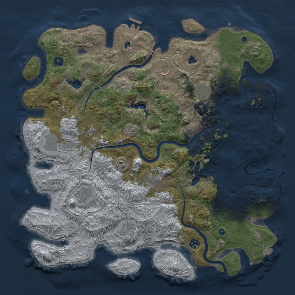 Rust Map: Procedural Map, Size: 4500, Seed: 3412052, 16 Monuments